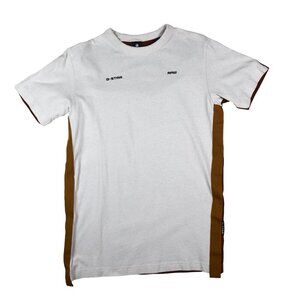 G-Star Men’s Side Taped T Shirt with Strap Details on The Back Cream and Rust XS